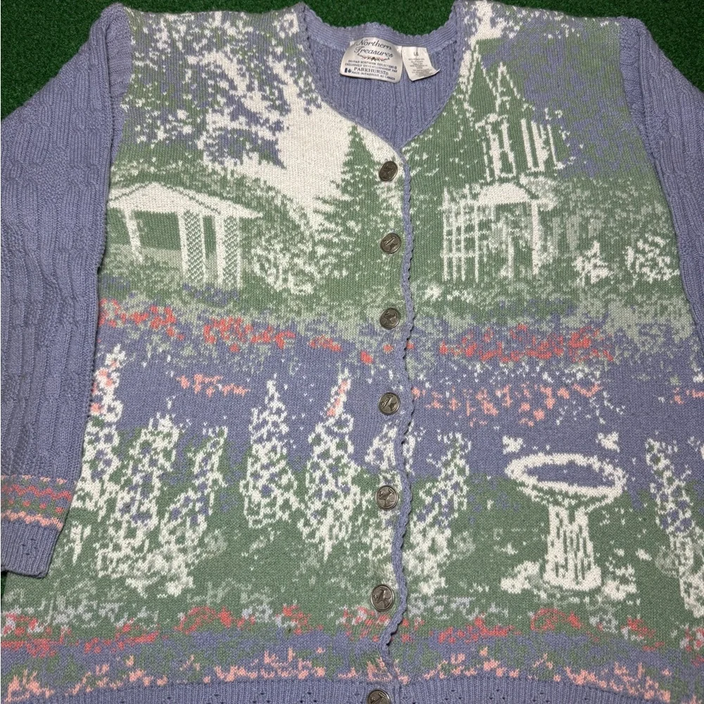 Northern Reflection Easter Fairy Core Spring Vintage 90s Sweater Large Cardigan - Picture 2 of 8